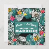 Blauwgroen groen tropisch Oerwoud bestemming bruil Save The Date (Voorkant)