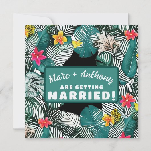 Blauwgroen groen tropisch Oerwoud bestemming bruil Save The Date (Voorkant)