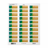 Blauwgroen groen tropisch palmbladscript goudadres etiket (Full Sheet)