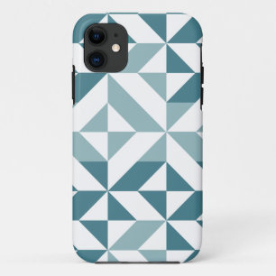 Blauwgroen groen twee-toon geometrische ZigZag iPhone 11 Hoesje