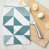 Blauwgroen groen twee-toon geometrische ZigZag Theedoek (Quarter Fold)