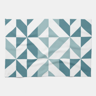 Blauwgroen groen twee-toon geometrische ZigZag Theedoek