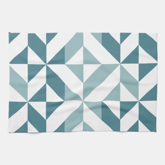 Blauwgroen groen twee-toon geometrische ZigZag Theedoek (Horizontaal)