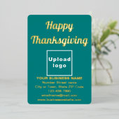 Blauwgroen Groen Zakelijk Merk op Thanksgiving Folie Feestdagenkaart (Staand Voorkant)