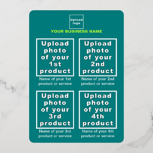 Blauwgroen Groen Zakelijk Merk op Thanksgiving Folie Feestdagenkaart (Achterkant)