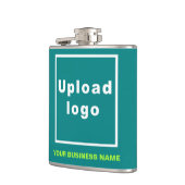 Blauwgroen Groen Zakelijk Merk op Vinyl Wrapped Fl Heupfles (Links)