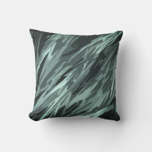 Blauwgroen groen zwart Abstract patroon Buitenkussen
