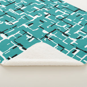 Blauwgroen groen zwart wit sherpa deken