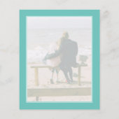 Blauwgroen groene 2-foto budget bruiloft uitnodigi (Achterkant)