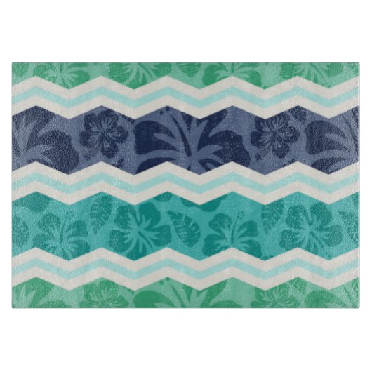 Blauwgroen groene, aqua en blauwe tropische Chevro Snijplank (Voorkant)