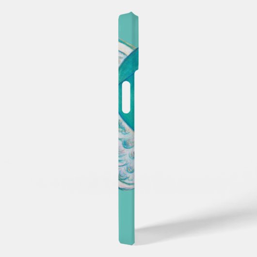 Blauwgroen Groene Bewustmaking Ribbon Angel iPhone Case-Mate iPhone Case (Achterkant / Rechts)