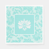 Blauwgroen groene, blauwe demasdruk servet (Voorkant)