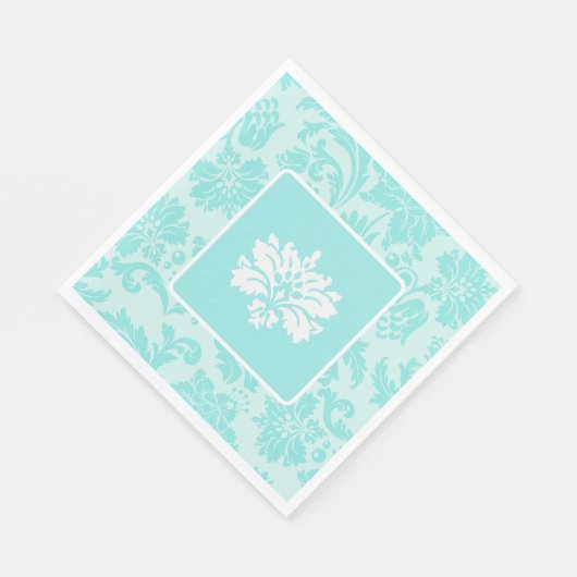 Blauwgroen groene, blauwe demasdruk servet (Hoek)