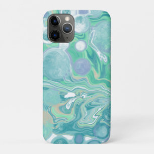 Blauwgroen groene blauwe marmervochtige kunst iPhone 11 pro hoesje