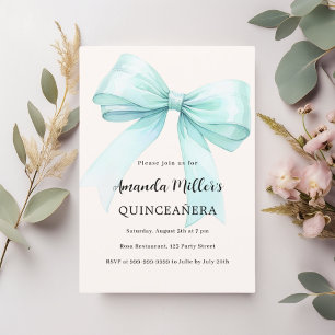 Blauwgroen groene boogcrème elegant Quinceanera Kaart