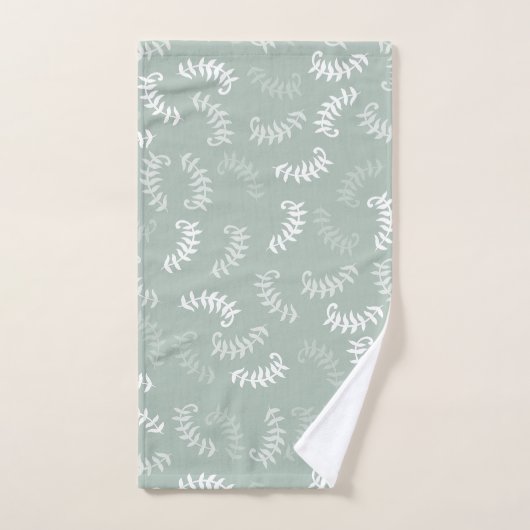 Blauwgroen groene botanische bladeren bad handdoek (Handdoek)