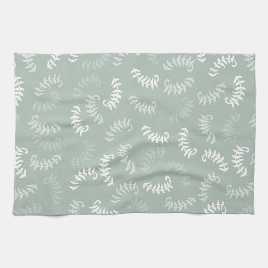 Blauwgroen groene botanische bladeren theedoek (Horizontaal)