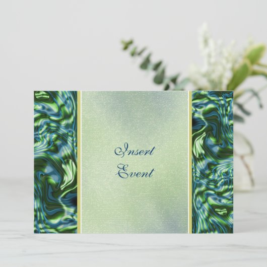 Blauwgroen groene elegant formele partij kaart (Staand voorkant)