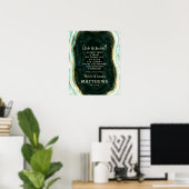 Blauwgroen groene en gouden Geode Love is Sweet We Poster (Thuiskantoor)