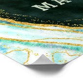 Blauwgroen groene en gouden Geode Love is Sweet We Poster (Hoek)