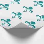 Blauwgroen Groene Fleur de lis Cadeaupapier (Hoek)