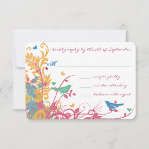 Blauwgroen groene frambozen goudvogel RSVP kaartje