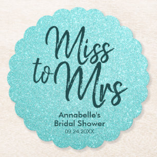 Blauwgroen Groene Glitter Glam Miss naar Mrs Vrijg Kartonnen Onderzetters