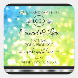 Blauwgroen groene Glitter Product Labels diamanten