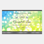 Blauwgroen groene Glitter Product Labels diamanten (Voorkant)