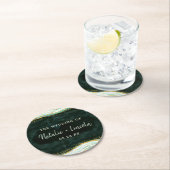 Blauwgroen Groene & Gouden Agaat Marmeren Geode Mo Ronde Kartonnen Onderzetter (Insitu)