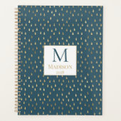 Blauwgroen groene goudregendruppel Modern Trendy M Planner (Voorkant)