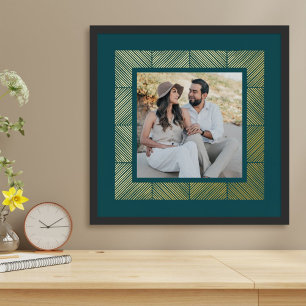 Blauwgroen Groene HaringBone Custom Foto Folie Art Afdrukken