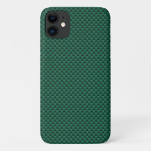 Blauwgroen groene koolstofvezel Achtergrond afdruk iPhone 11 Hoesje