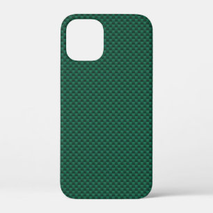 Blauwgroen groene koolstofvezelstijl afdrukken iPhone 12 mini hoesje