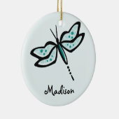 Blauwgroen groene libel keramisch ornament (Rechts)