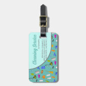 Blauwgroen groene MinimalHouse schoonmaakservice Bagagelabel (Voorkant verticaal)