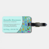Blauwgroen groene MinimalHouse schoonmaakservice Bagagelabel (Achterkant horizontaal)