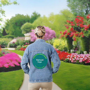Blauwgroen Groene Ronde Zakelijk Merk op Vrouwen Denim Jacket