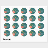 Blauwgroen groene Script Waterverf Pumpkin Harteli Ronde Sticker (Vel)