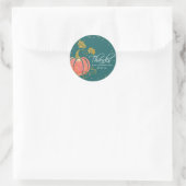 Blauwgroen groene Script Waterverf Pumpkin Harteli Ronde Sticker (Tas)