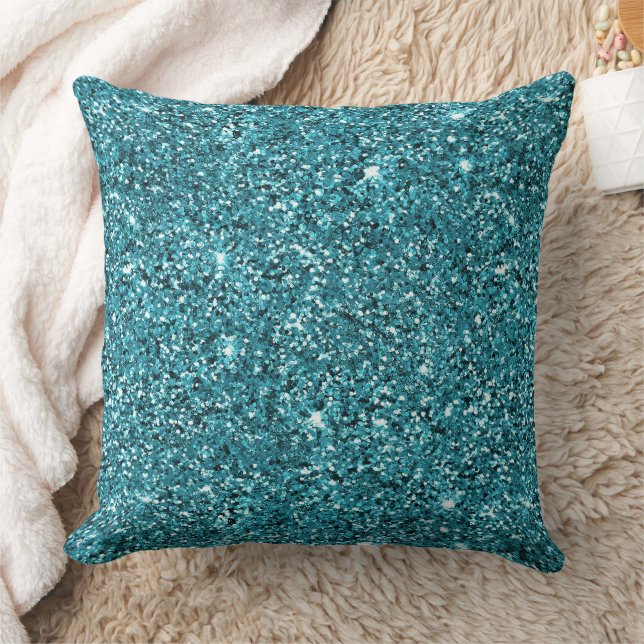Blauwgroen Groene Sparkle Glitter Kussen (Deken)