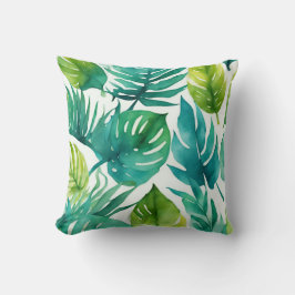 Blauwgroen groene tropische bladeren Palmbladeren  Kussen
