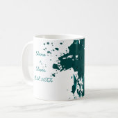 Blauwgroen groene verf spatten bruiloft gunst koffiemok (Voorkant links)