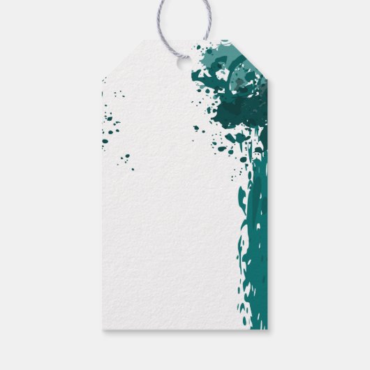 Blauwgroen groene verf Splatter - Dank u FavorietT Cadeaulabel (Achterkant)