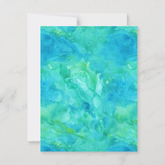 Blauwgroen groene Waterverf Boom van Life Receptio Kaart (Achterkant)