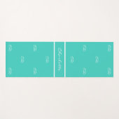 Blauwgroen groene witte monogram initiaal patroonn yogamat (Voorkant (horizontaal))