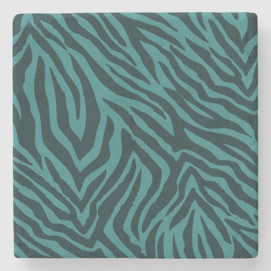 Blauwgroen groene Zebra Animal Print Stenen Onderzetter (Voorkant)