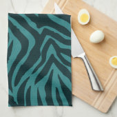 Blauwgroen groene Zebra Animal Print Theedoek (Quarter Fold)