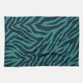Blauwgroen groene Zebra Animal Print Theedoek (Horizontaal)