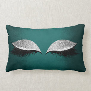 Blauwgroen groene zilveren glitter zwarte glam Mak Kussen